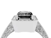 Radiant Cut Milgrain Halo Engagement Ring Setting for a Black Center | Side Stones | White Gold