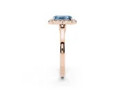 Emerald Cut Halo Engagement Ring Setting for a Fancy Blue Lab-Grown Diamond | Flat Tapered Band | Rose Gold