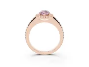 Marquise Pave Halo Engagement Ring Setting for a Fancy Pink Lab-Grown Diamond | Pave Band | Rose Gold