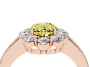 Oval Vintage Halo Engagement Ring Setting for a Fancy Yellow Lab-Grown Diamond | Rose Gold