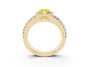 Cushion Cut Halo Split Shank Engagement Ring Setting for a Fancy Yellow Lab-Grown Diamond | Pavé Strands | Yellow Gold
