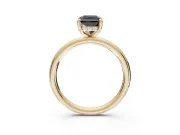 Radiant Cut Hidden Halo Engagement Ring Setting for a Black Center | Thin Plain Band | Yellow Gold
