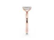 Emerald Cut Diamond Solitaire Ring Set in Rose gold with Thin Band and Prong Setting