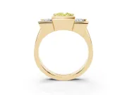 Fancy Yellow Oval Cut Diamond Three-Stone Channel Set Ring Set in Yellow gold with Smooth Polished Band