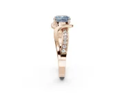 Cushion Cut Bypass Solitaire Engagement Ring Setting for a Fancy Blue Lab-Grown Diamond | Pavé Strands | Rose Gold