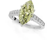 Marquise Pavé Engagement Ring Setting for a Fancy Yellow Lab-Grown Diamond | Crossover Gallery | Sterling Silver