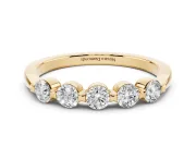 Five-Stone Round Diamond Half Eternity Bridal Band Set in Yellow gold with Prong-Set Stones