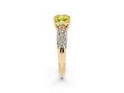 Cushion Cut Close Set Pave Engagement Ring Setting for a Fancy Yellow Lab-Grown Diamond | Multi Row | Yellow Gold