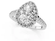 Pear-Shaped Halo Engagement Ring Setting | Pave Shoulders | Sterling Silver