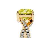 Cushion Cut Twisted Pave Engagement Ring Setting for a Fancy Yellow Lab-Grown Diamond | Split Shank | Yellow Gold
