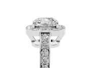 Cushion Cut Diamond Halo Pavé Engagement Ring Set in Silver with Bezel Setting