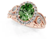 Oval Vintage Halo Engagement Ring Setting for a Fancy Green Lab-Grown Diamond | Bezel Shoulder Accents | Rose Gold
