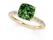 Cushion Cut Hidden Halo Engagement Ring Setting for a Fancy Green Lab-Grown Diamond | Yellow Gold