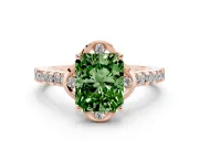 Radiant Cut Floral Petal Engagement Ring Setting for a Fancy Green Lab-Grown Diamond | Petal Accents | Rose Gold
