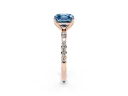 Asscher Cut Pave Engagement Ring Setting for a Fancy Blue Lab-Grown Diamond | Slim Band | Rose Gold