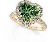Heart-Shaped Halo Engagement Ring Setting for a Fancy Green Lab-Grown Diamond | Tapered Band | Yellow Gold