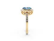 Oval Halo Engagement Ring Setting for a Fancy Blue Lab-Grown Diamond | Pavé Band | Yellow Gold