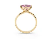 Princess Cut Bypass Solitaire Engagement Ring Setting for a Fancy Pink Lab-Grown Diamond | Plain Band | Yellow Gold