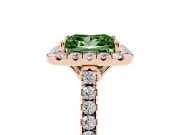 Princess Cut Raised Halo Engagement Ring Setting for a Fancy Green Lab-Grown Diamond | Rose Gold