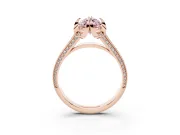 Marquise Hidden Halo Engagement Ring Setting for a Fancy Pink Lab-Grown Diamond | Triple Row Pavé Band | Rose Gold
