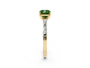 Fancy Green Cushion Cut Diamond Solitaire Set in Yellow gold with Side Baguettes and Channel Set Band