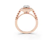Emerald Cut Milgrain Halo Engagement Ring Setting | Graduated Bezel Accents | Rose Gold