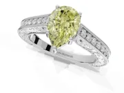 Pear-Shaped Vintage Engagement Ring Setting for a Fancy Yellow Lab-Grown Diamond | Platinum - Design NV-24644