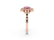 Round Milgrain Cluster Halo Engagement Ring Setting for a Fancy Pink Lab-Grown Diamond | Plain Band | Rose Gold
