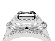 Asscher Cut Halo Split Shank Engagement Ring Setting for a Black Center | White Gold