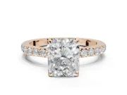 Radiant Cut Hidden Halo Engagement Ring Setting | Rose Gold