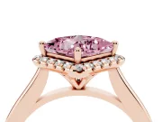 Princess Cut Halo Engagement Ring Setting for a Fancy Pink Lab-Grown Diamond | Plain Polished Band | Rose Gold