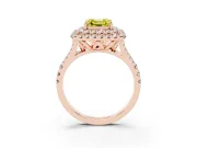 Asscher Cut Halo Split Shank Engagement Ring Setting for a Fancy Yellow Lab-Grown Diamond | Pavé Strands | Rose Gold