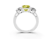 Princess Cut Three Stone Engagement Ring Setting for a Fancy Yellow Lab-Grown Diamond | Wide Plain Band | Platinum