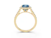 Princess Cut Raised Halo Engagement Ring Setting for a Fancy Blue Lab-Grown Diamond | Yellow Gold