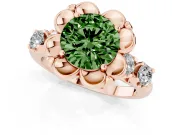 Round Floral Engagement Ring Setting for a Fancy Green Lab-Grown Diamond | Petal Frame | Rose Gold