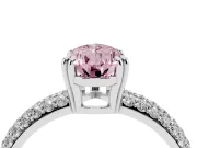 Pear-Shaped Three Row Pave Engagement Ring Setting for a Fancy Pink Lab-Grown Diamond | Double Claws | Sterling Silver