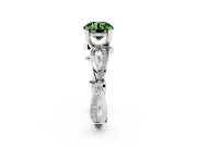 Fancy Green Round Cut Diamond Pavé Twist Band Solitaire Ring Set in Silver with Prong Setting