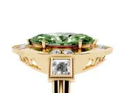 Fancy Green Marquise Cut Diamond Milgrain Halo Ring Set in Yellow gold with Split Shank