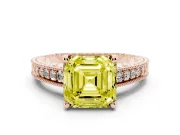 Asscher Cut Engraved Engagement Ring Setting for a Fancy Yellow Lab-Grown Diamond | Rose Gold