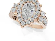 Pear-Shaped Halo Side Cluster Engagement Ring Setting | Graduated Channel Band | Rose Gold