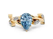 Pear-Shaped Twisted Vine Engagement Ring Setting for a Fancy Blue Lab-Grown Diamond | Yellow Gold