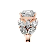 Cushion Cut Leaf Cluster Engagement Ring Setting | Rose Gold