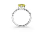 Heart-Shaped Three Row Pave Engagement Ring Setting for a Fancy Yellow Lab-Grown Diamond | Sterling Silver