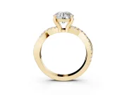 Round Pavé Twist Engagement Ring Setting | Crossover Band | Yellow Gold