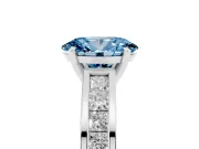 Oval Channel Engagement Ring Setting for a Fancy Blue Lab-Grown Diamond | Sterling Silver