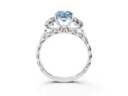 Fancy Blue Oval Cut Diamond Three-Stone Ring Set in White gold with Braided Band