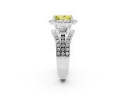 Oval Halo Split Shank Engagement Ring Setting for a Fancy Yellow Lab-Grown Diamond | Round Side Stones | Sterling Silver