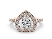 Heart-Shaped Pave Halo Engagement Ring Setting | Pave Band | Rose Gold