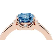 Radiant Cut Petal Halo Engagement Ring Setting for a Fancy Blue Lab-Grown Diamond | Rose Gold