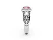 Princess Cut Halo Engagement Ring Setting for a Fancy Pink Lab-Grown Diamond | Two-Row Pave Split Shank | White Gold